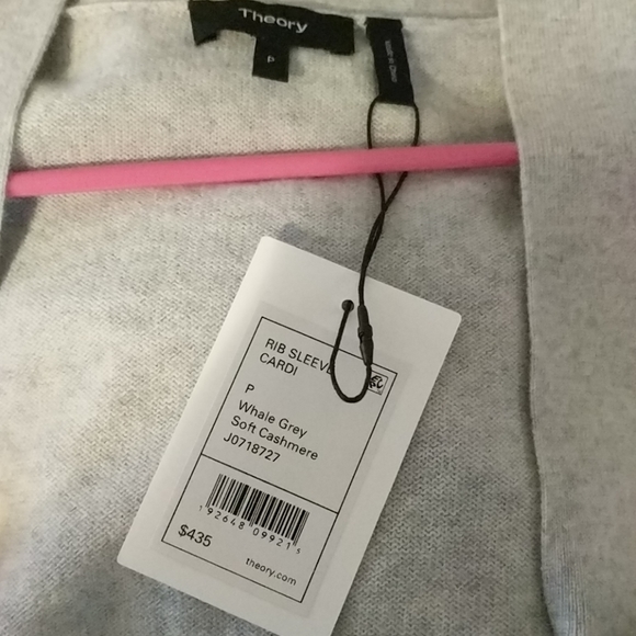 Theory Rib Sleeve Cashmere Cardigan Whale Gray - Picture 6 of 6